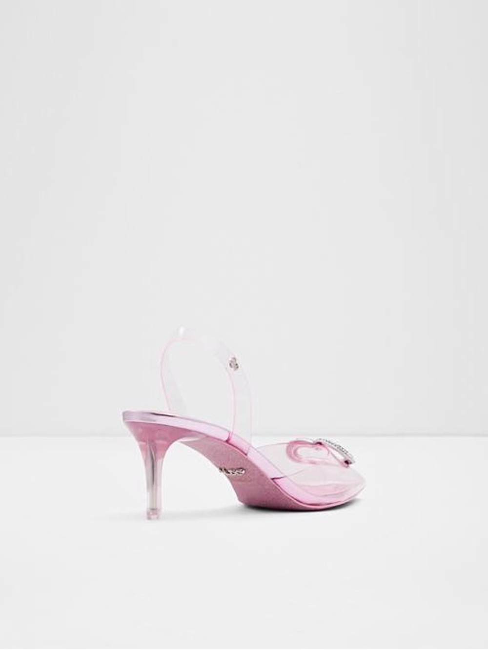 ALDO × Barbie Slingback Heels in Clear Pink with Crystal Heart Gems - Picture 9 of 11